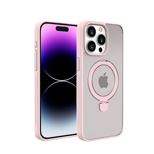 ImpactStrong for iPhone 13 Pro Case with Hidden Magnetic Stand [Military Drop Protection] [Compatible with MagSafe] Slim Shockproof Translucent Matte Phone Cases 6.1 Inch, Pink