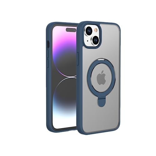 ImpactStrong for iPhone 14 Case with Hidden Magnetic Stand [Military Drop Protection] [Compatible with MagSafe] Slim Shockproof Translucent Matte Phone Cases 6.1 Inch, Navy Blue