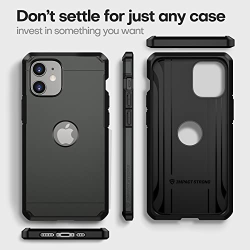 ImpactStrong Compatible with iPhone 12 Case/iPhone 12 Pro Case, Heavy Duty Dual Layer Protection Cover Heavy Duty Case for iPhone 12/12Pro (Gun Black)
