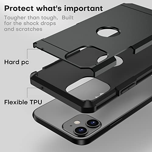 ImpactStrong Compatible with iPhone 12 Case/iPhone 12 Pro Case, Heavy Duty Dual Layer Protection Cover Heavy Duty Case for iPhone 12/12Pro (Gun Black)