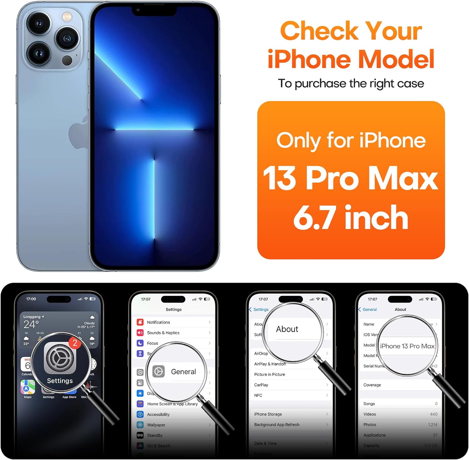 ImpactStrong Compatible with iPhone 13 Pro Max Clear Back Case, Shock Absorbing Scratch-Resistant Hybrid Clear TPU Cover Designed for iPhone 13 Pro Max Only - Black