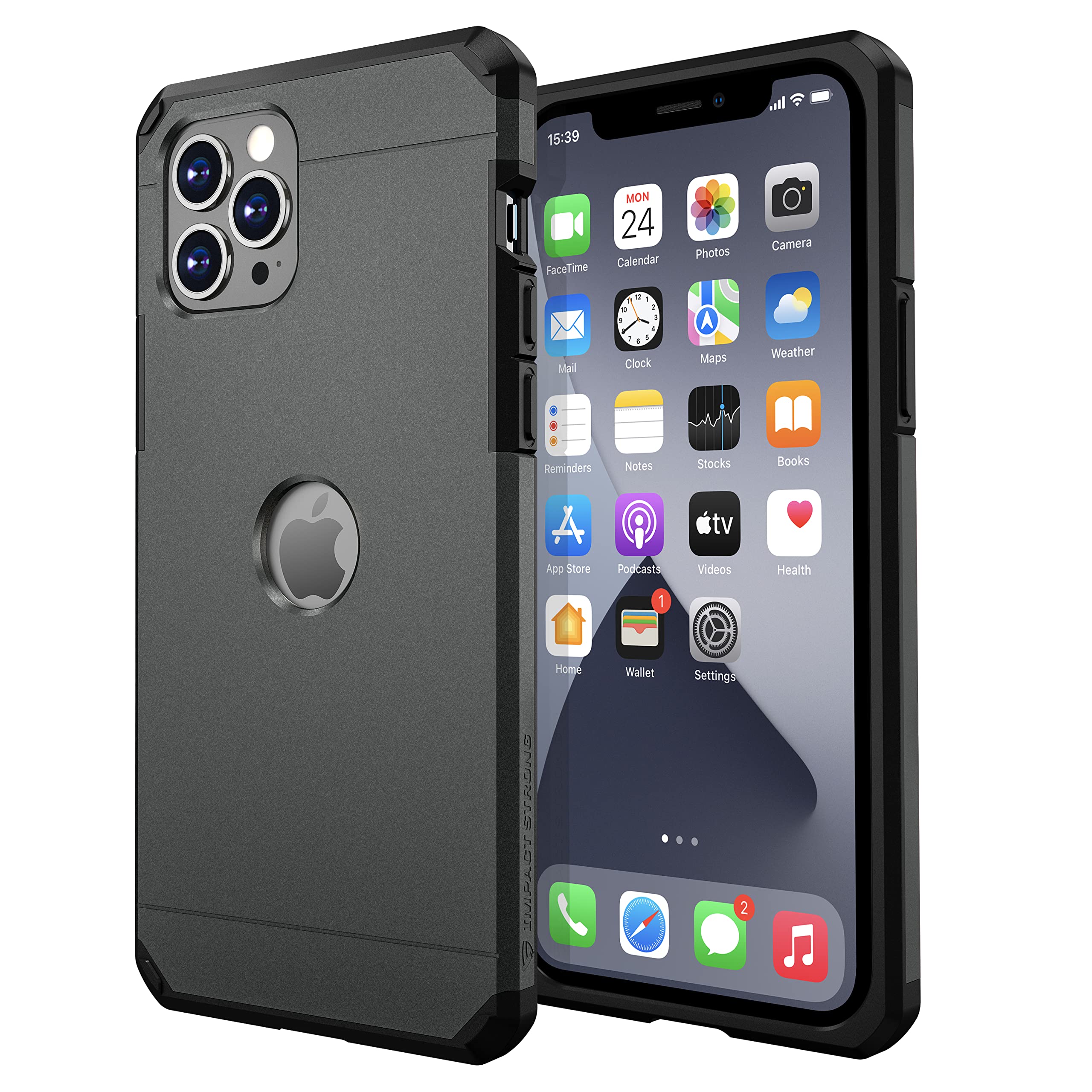 ImpactStrong Heavy Duty Compatible with iPhone 12 Pro Max Case, Dual Layer Protection Cover Heavy Duty Case Designed for iPhone 12 Pro Max (6.7 Inch) - Gun Metal
