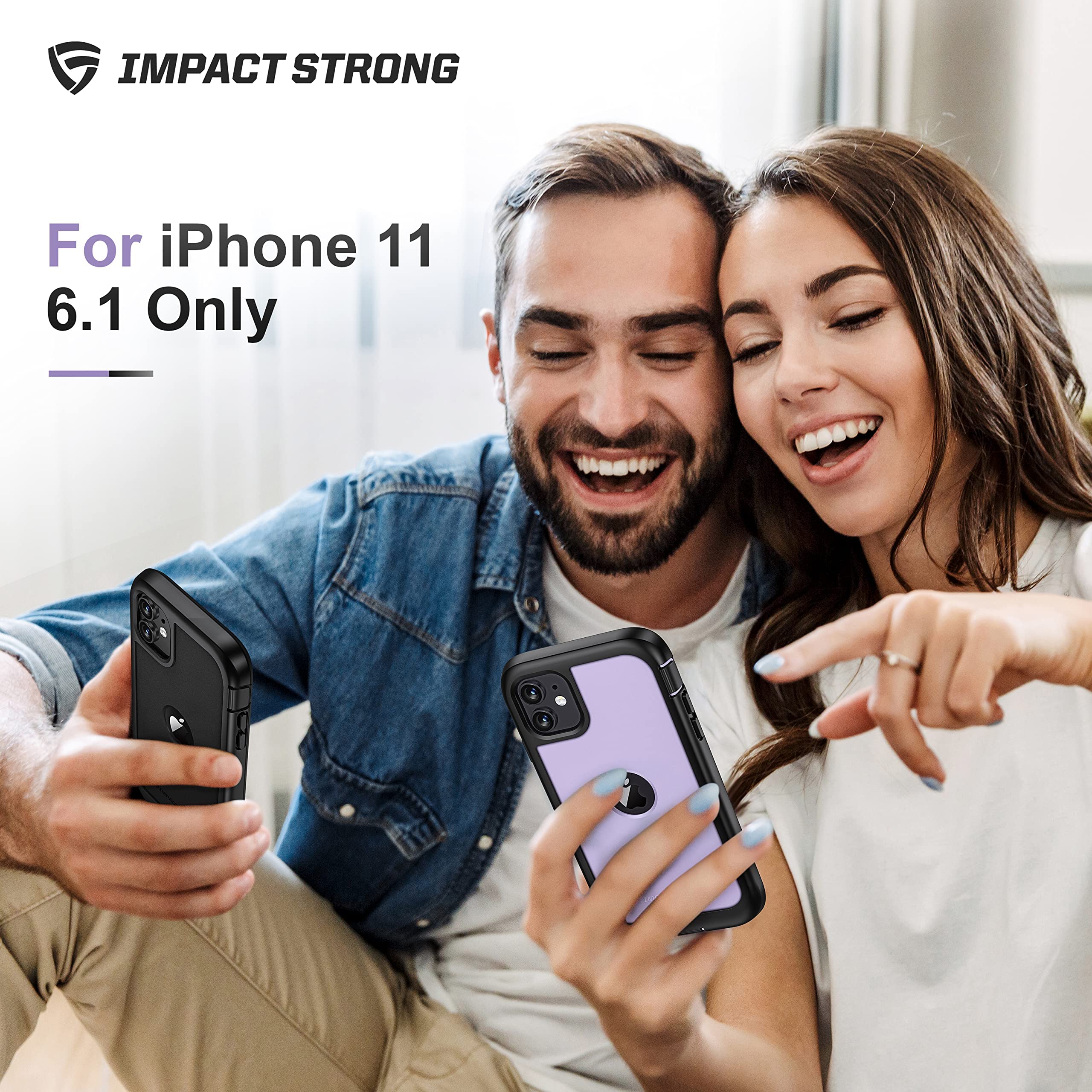 ImpactStrong Compatible with iPhone 11 Case, Full Body Heavy Duty Protective Case Full Body Cover Designed for iPhone 11 (2X Glass Screen Protector Included) - Mint/Clear