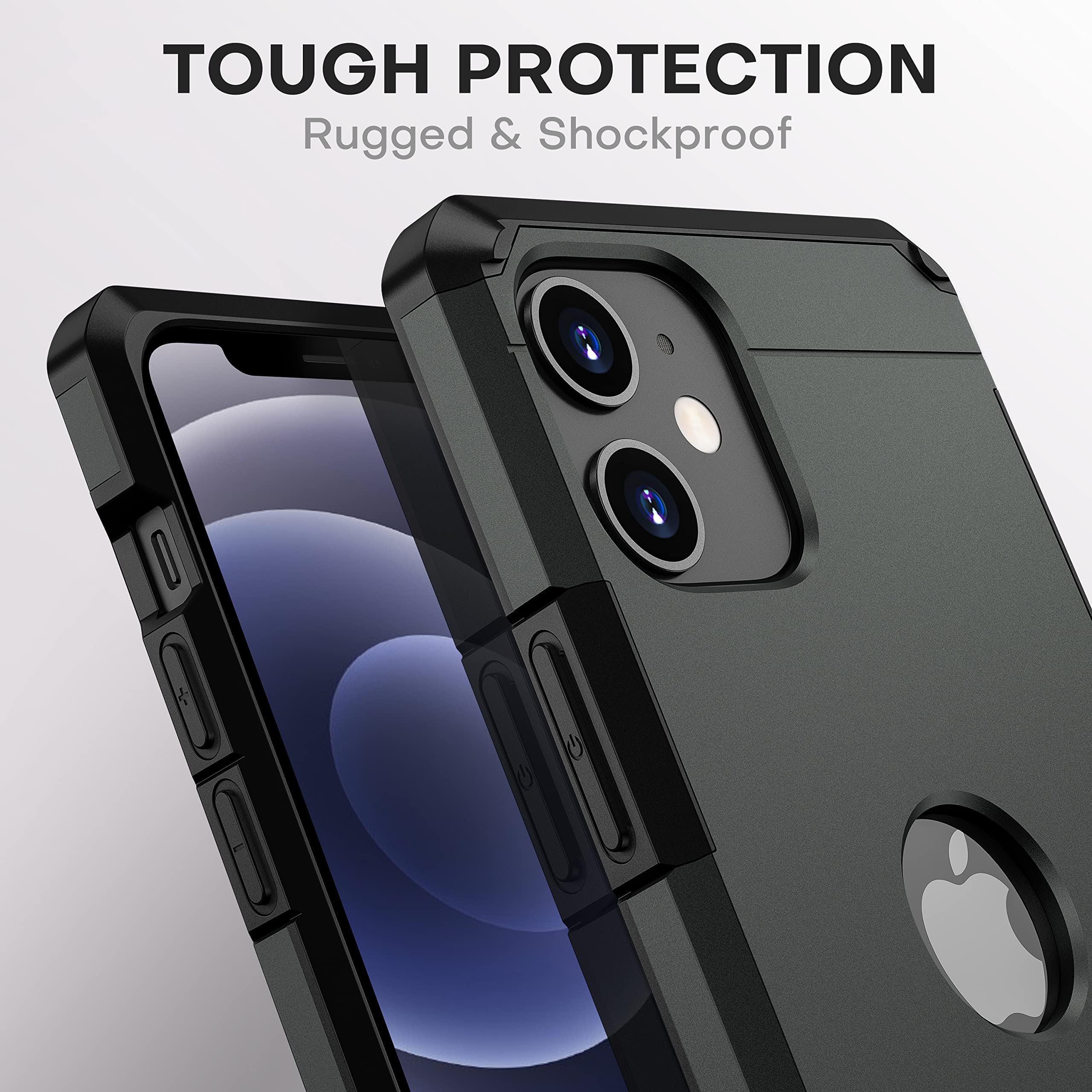 ImpactStrong iPhone 12 Mini Case, Heavy Duty Dual Layer Protection Cover Designed for iPhone 12 Mini (5.4 Inch) - Gun Black
